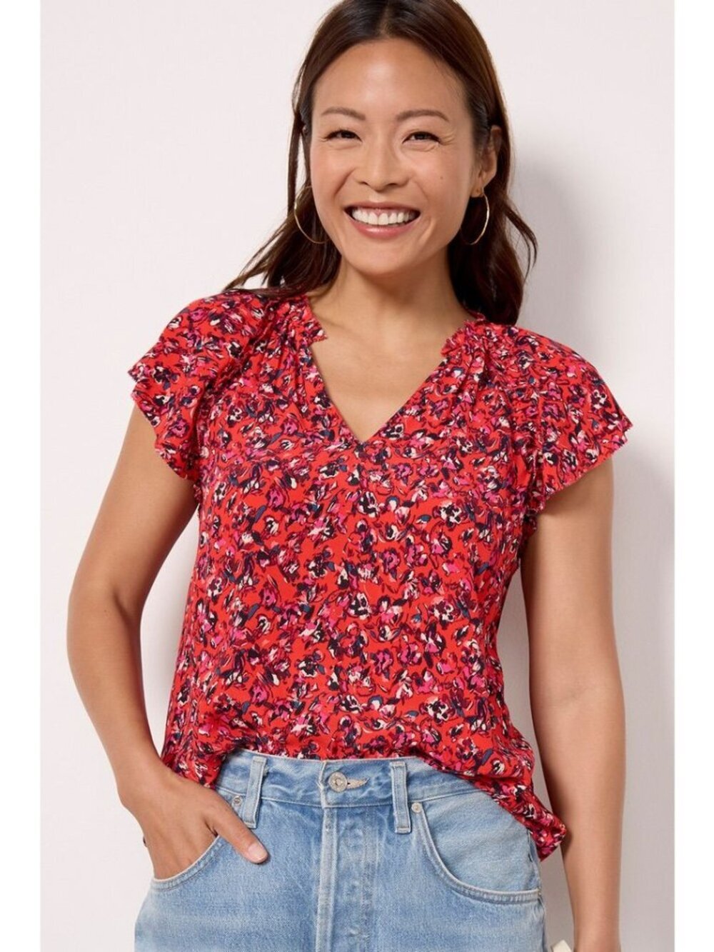 Evereve EUC Maeve Floral Top in Multifloral-Size S